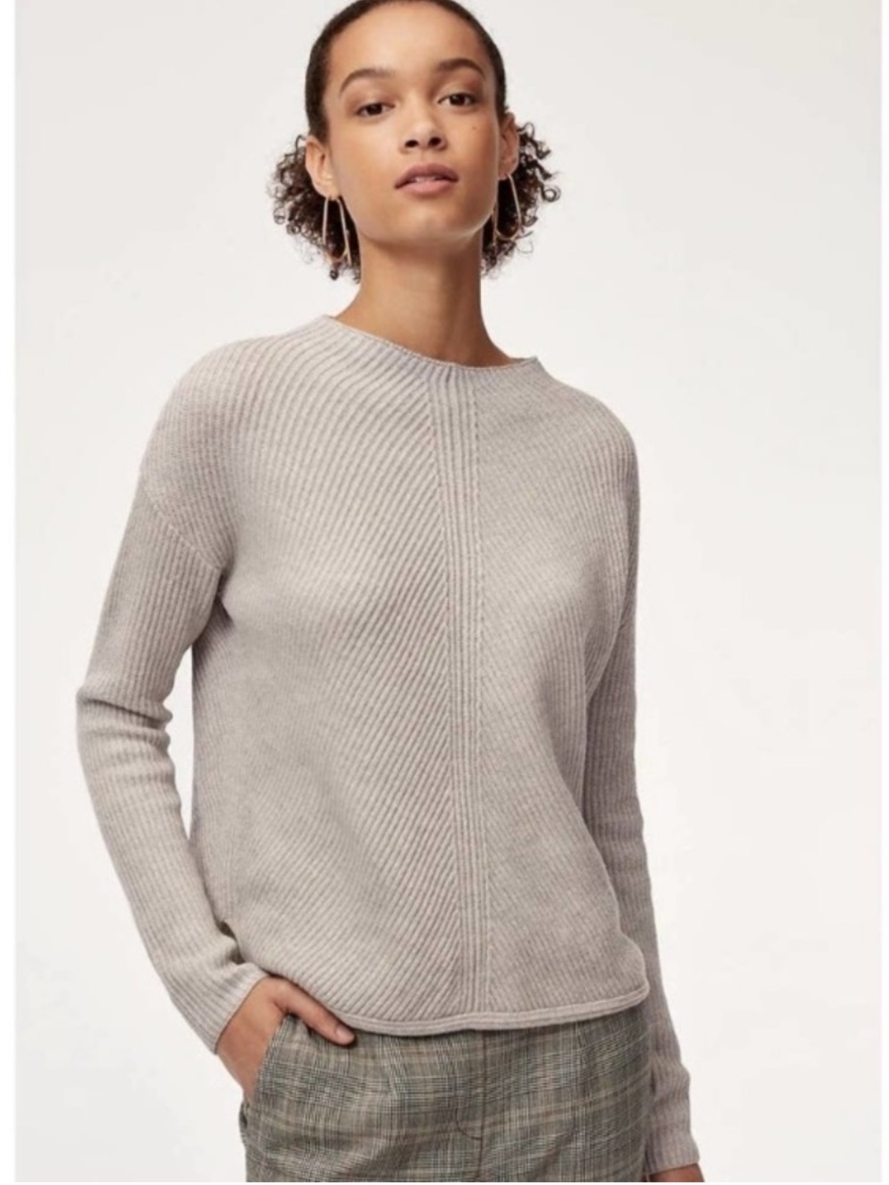 Aritzia Babaton Chalmers Sweater Mock-neck gray Size small soft wool linen blend - Picture 4 of 12